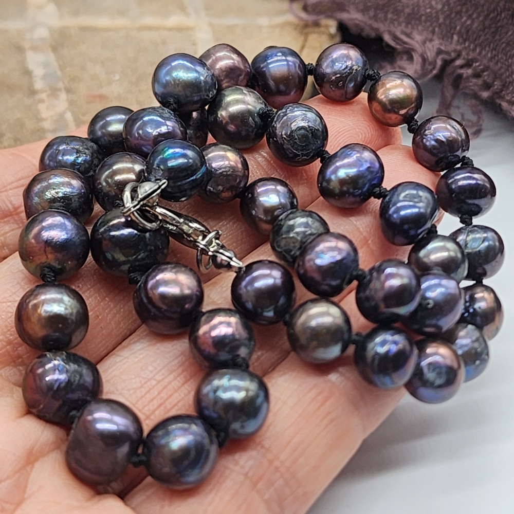 Unique Vintage Jewelry Natural Pearls Irregular Black Tahitian Pearl - Picture 5 of 12